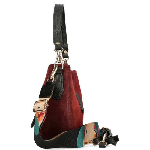 Чанта от естествен велур цвят бордо с дълга дръжка- EGO 11254