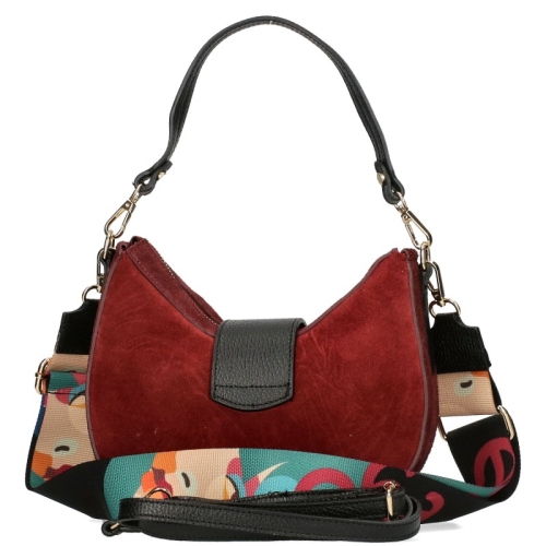 Чанта от естествен велур цвят бордо с дълга дръжка- EGO 11254