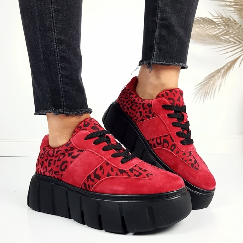 Червени кецове с леопардов принт- Leq Red 11268