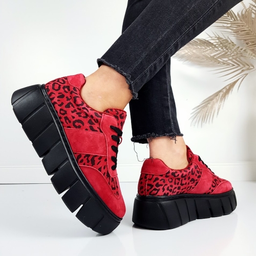 Червени кецове с леопардов принт- Leq Red 11268