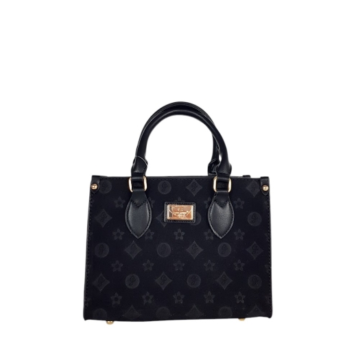 Стилна малка чанта в черен цвят от велур- Amanda Black 11273