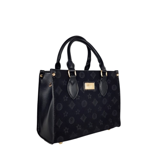 Стилна малка чанта в черен цвят от велур- Amanda Black 11273