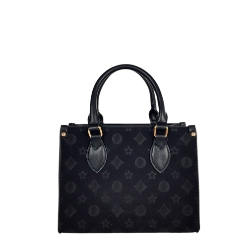 Стилна малка чанта в черен цвят от велур- Amanda Black 11273