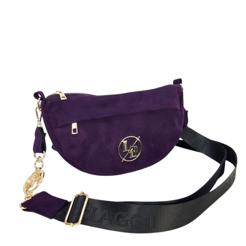 Лилава велурена чанта за през рамо-  Laura Biaggi 11286