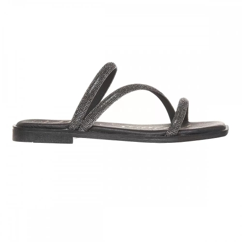 Равни чехли от естествена кожа с камъни- Nansi Black 11287