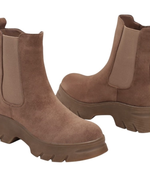 Равни боти на платформа цвят каки- Hana Khaki 11293