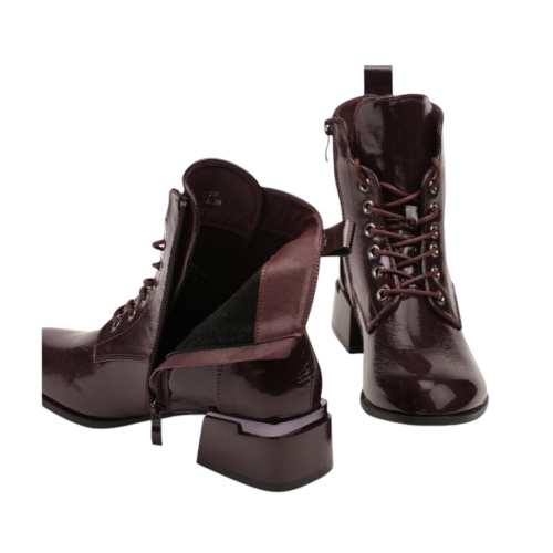 Дамски боти бордо с малък ток - Sidni Burgundi 11304