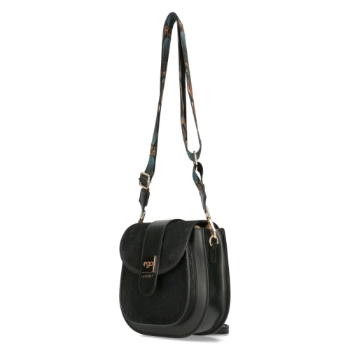 Черна чанта от естествена кожа с дълга дръжка- EGO Totemic 11318