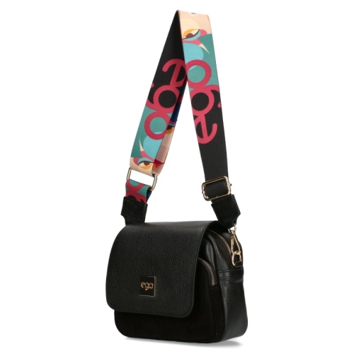 Чанта от естествена кожа и велур с два капака- EGO 11324