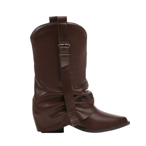 Кафяви каубойски боти на ток- Шоколад  11334