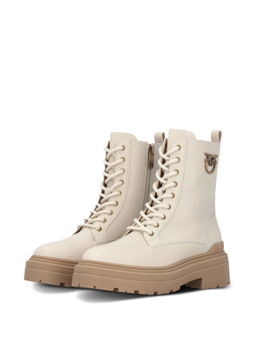 Боти от естествена кожа цвят екрю - PINKO 11336