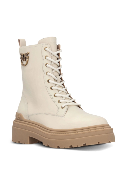 Боти от естествена кожа цвят екрю - PINKO 11336