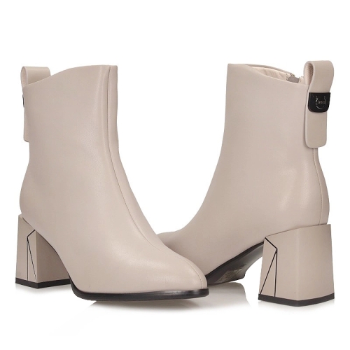 Елегантни боти от естествена кожа в бежов цвят- Viola Beige