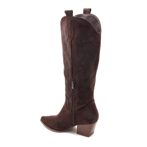 Кафяви каубойски ботуши с камъни - Santra Brown 11313