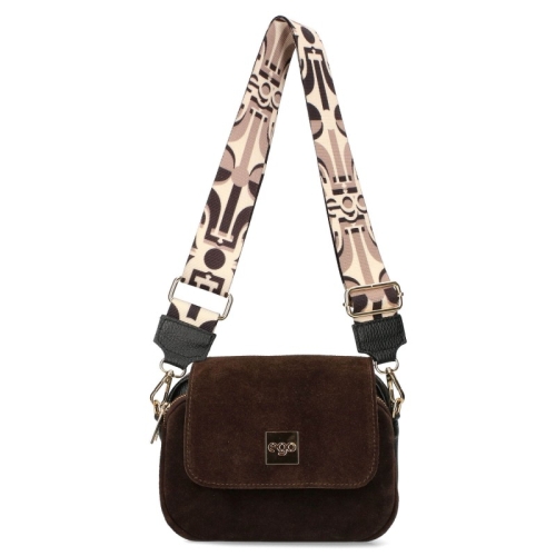 Кафява чанта от естествен велур с два сменяеми капака- EGO Insecta 11349