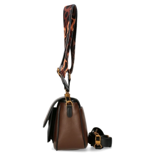 Кафява дамска чанта с капак и дълга дръжка- EGO 11350