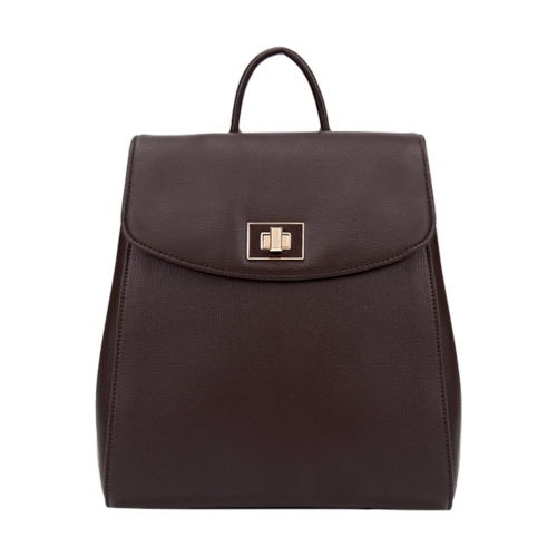 Дамска раница цвят шоколад с капак и преграда- DIana&CO 11356