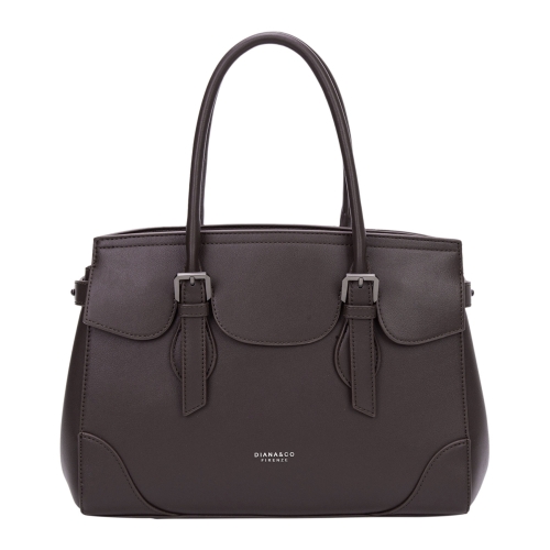 Твърда чанта цвят кафе с дълга дръжка- DIana&CO 11372