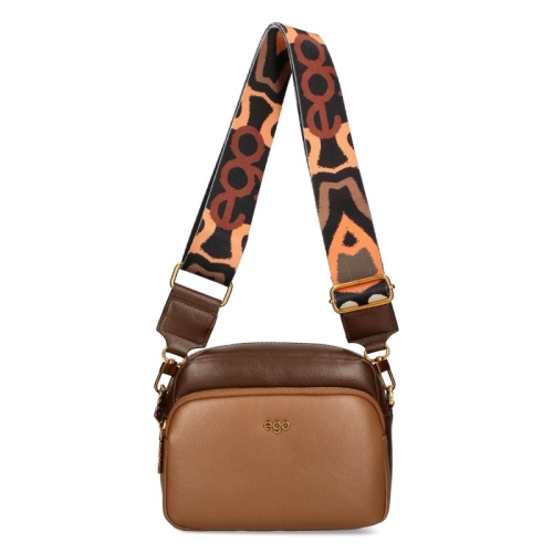 Кафява чанта с два сменяеми капака и дълга дръжка- EGO 11383