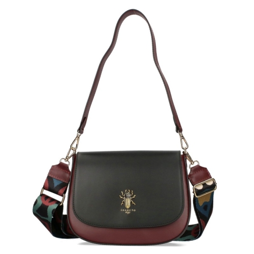 Чанта от естествена кожа и велур в цвят бордо- EGO 11385