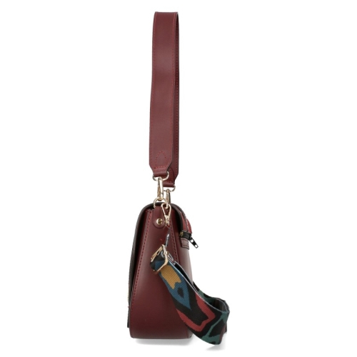 Чанта от естествена кожа и велур в цвят бордо- EGO 11385