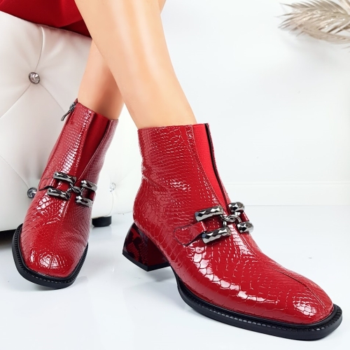 Червени лачени боти с кроко принт- Eliza Bulgaria 11391