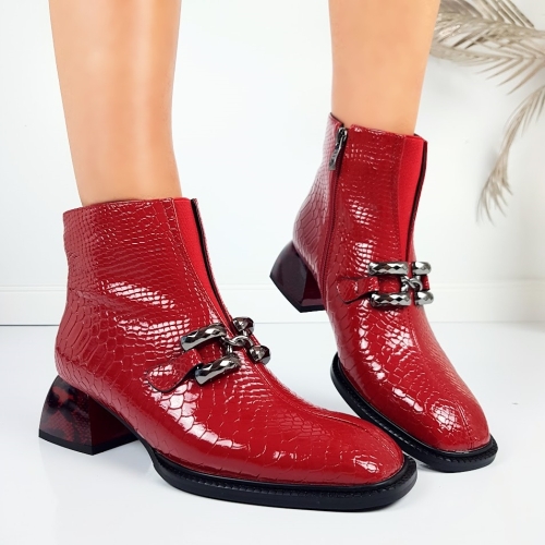 Червени лачени боти с кроко принт- Eliza Bulgaria 11391