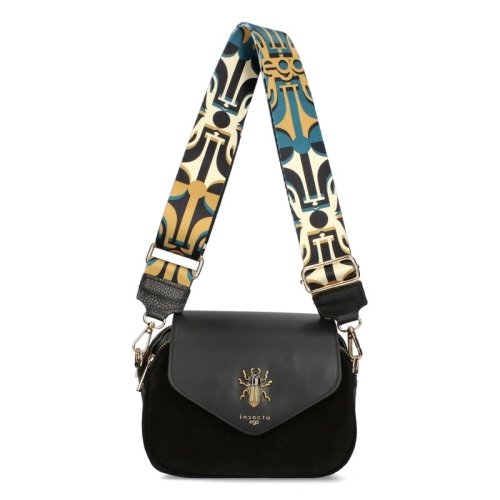 Черна чанта от естествена кожа с два сменяеми капака- EGO Insecta 11401