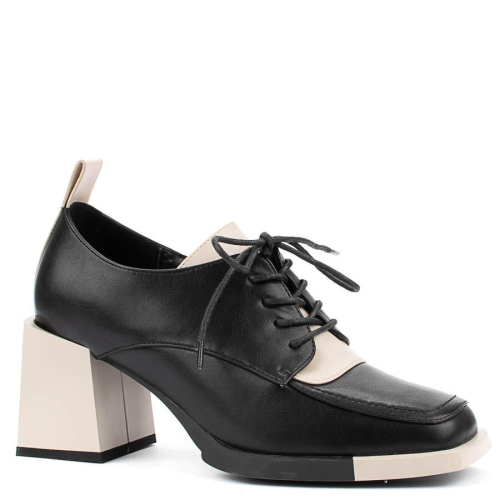 Обувки в черен и бежов цвят на широк ток- Eliza Bulgaria 11424