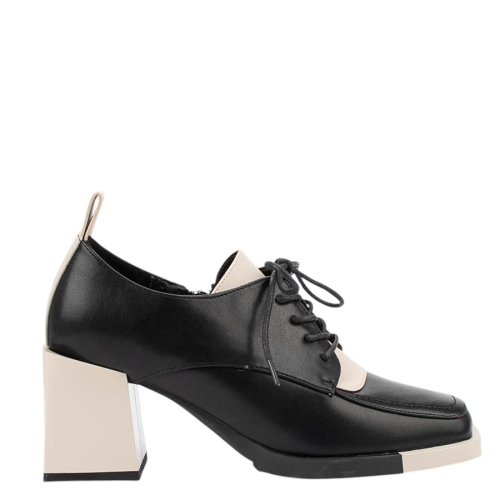 Обувки в черен и бежов цвят на широк ток- Eliza Bulgaria 11424