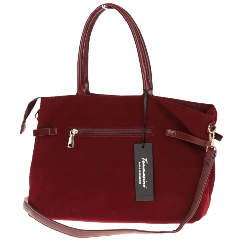 Велурена чанта в цвят бордо- Darena 11450