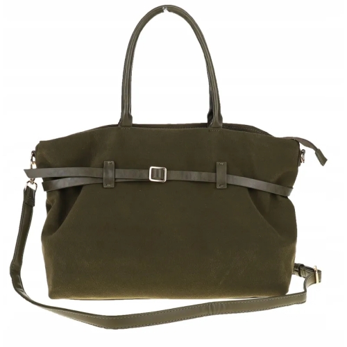 Голяма велурена чанта за формат А4- Darena Green 11451