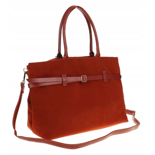 Голяма чанта от велур в керемиден цвят- Darena 11456