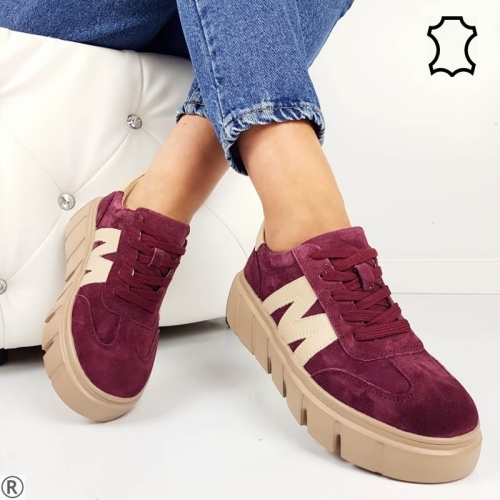 Кецове от естествен велур на платформа- Vera 11089