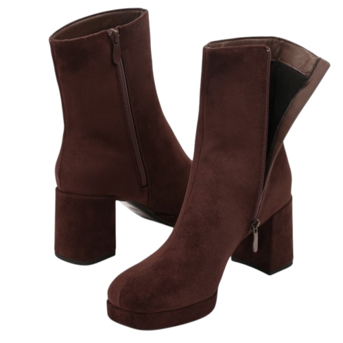 Кафяви боти на ток и платформа- Daris Brown 11468