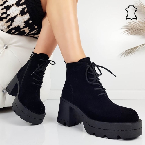 Топли боти от естествен велур на ток и платформа- Eliza Bulgaria 11473