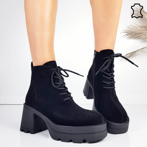 Топли боти от естествен велур на ток и платформа- Eliza Bulgaria 11473