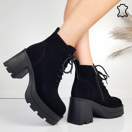 Топли боти от естествен велур на ток и платформа- Eliza Bulgaria 11473