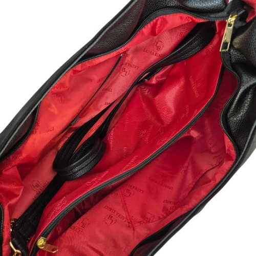 Голяма велурена чанта с дълги дръжки за рамо- Laura Biaggi 11494