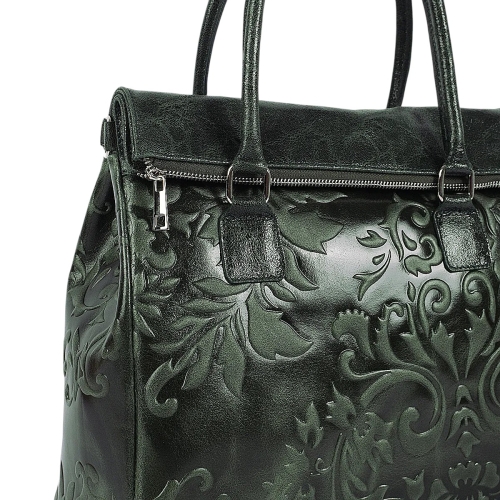 Луксозна зелена чанта от естествена кожа- Afra Green 11503