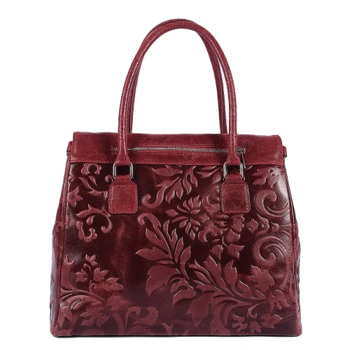 Луксозна  чанта от естествена кожа в цвят бордо- Afra Burgundy 11504