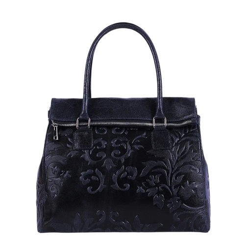 Луксозна тъмно синя чанта от естествена кожа- Afra Blue 11505