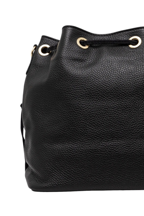 Черна чанта от естествен велур с ресни - Jaklin Black 11514