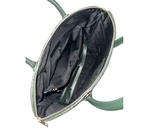 Зелена дамска чанта от релефна естествена кожа- Jamila Green 11512