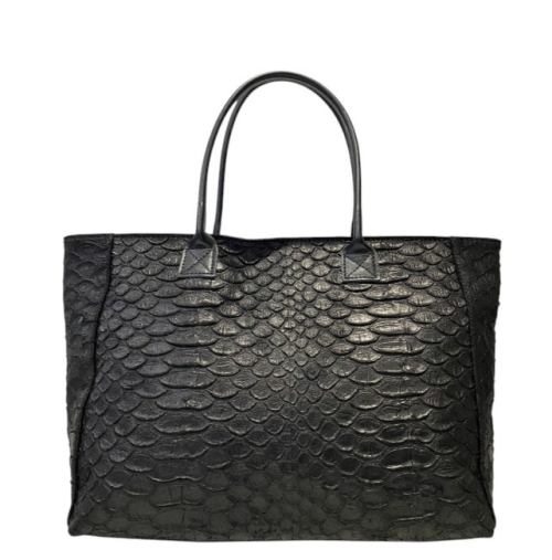 Черна дамска чанта от естествена кожа с дълги дръжки за рамо- Frea Blue 11529