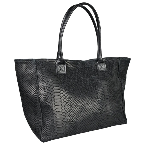 Голяма черна чанта от естествена кожа- Pina Black 11534