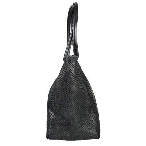 Голяма черна чанта от естествена кожа- Pina Black 11534
