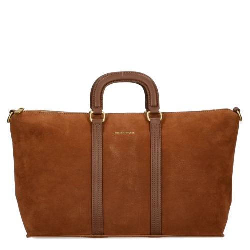 Чанта с дълга дръжка от кафяв велур- Karmen Brown 11459