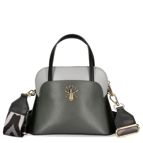 Сива чанта от естествена кожа с две лица- EGO Grey 11587