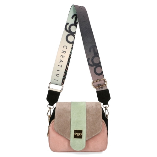 Чанта от естествен велур в бежов и розов цвят- EGO 11612